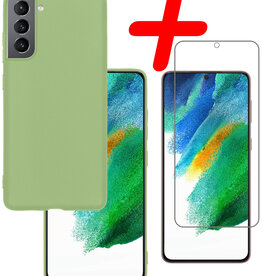 BASEY. BASEY. Samsung Galaxy S21FE Hoesje Siliconen Met Screenprotector - Groen