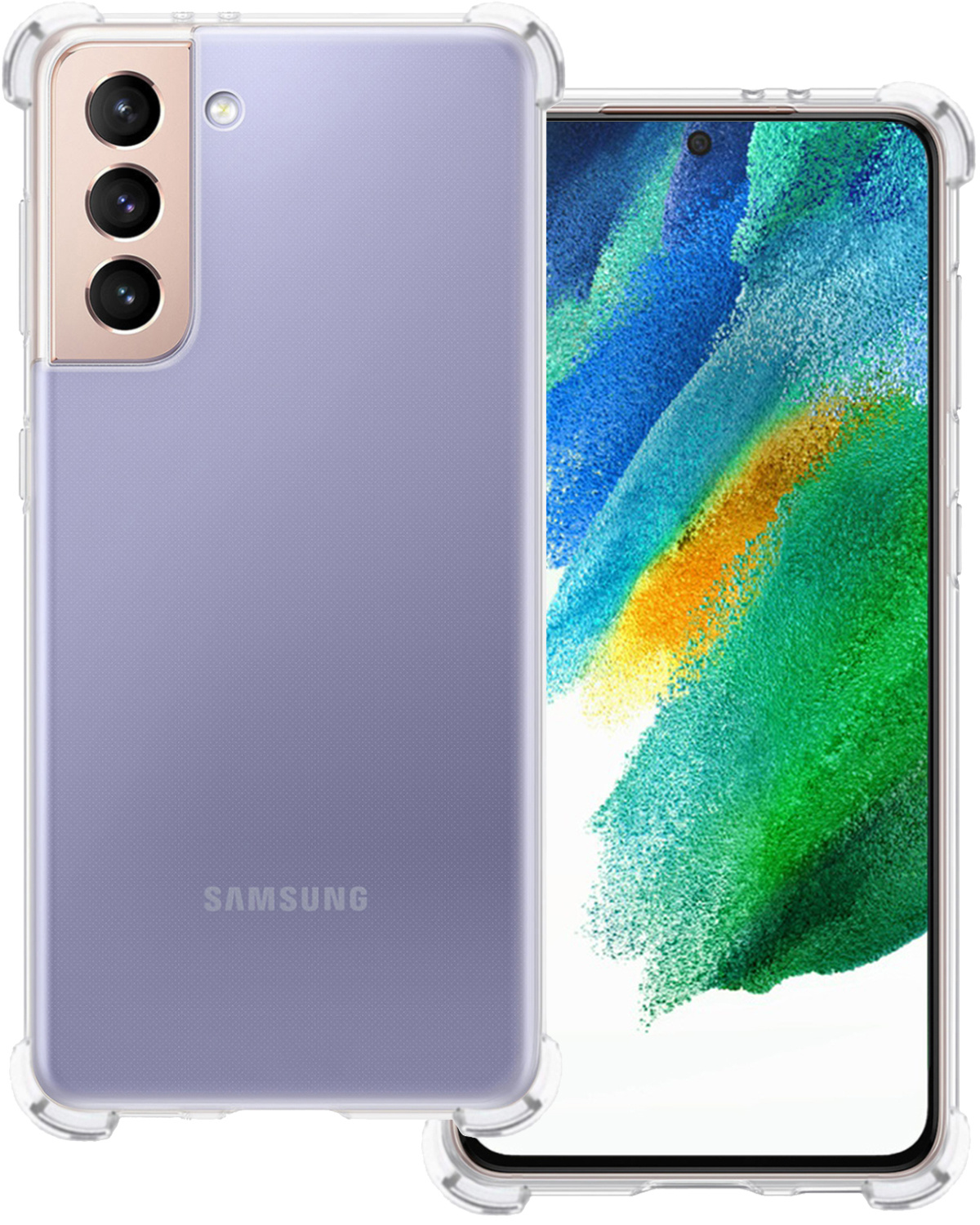 BASEY. Hoes Geschikt voor Samsung S21 FE Hoesje Shock Proof Case Hoes Siliconen - Hoesje Geschikt voor Samsung Galaxy S21 FE Hoes Cover Shockproof - Transparant