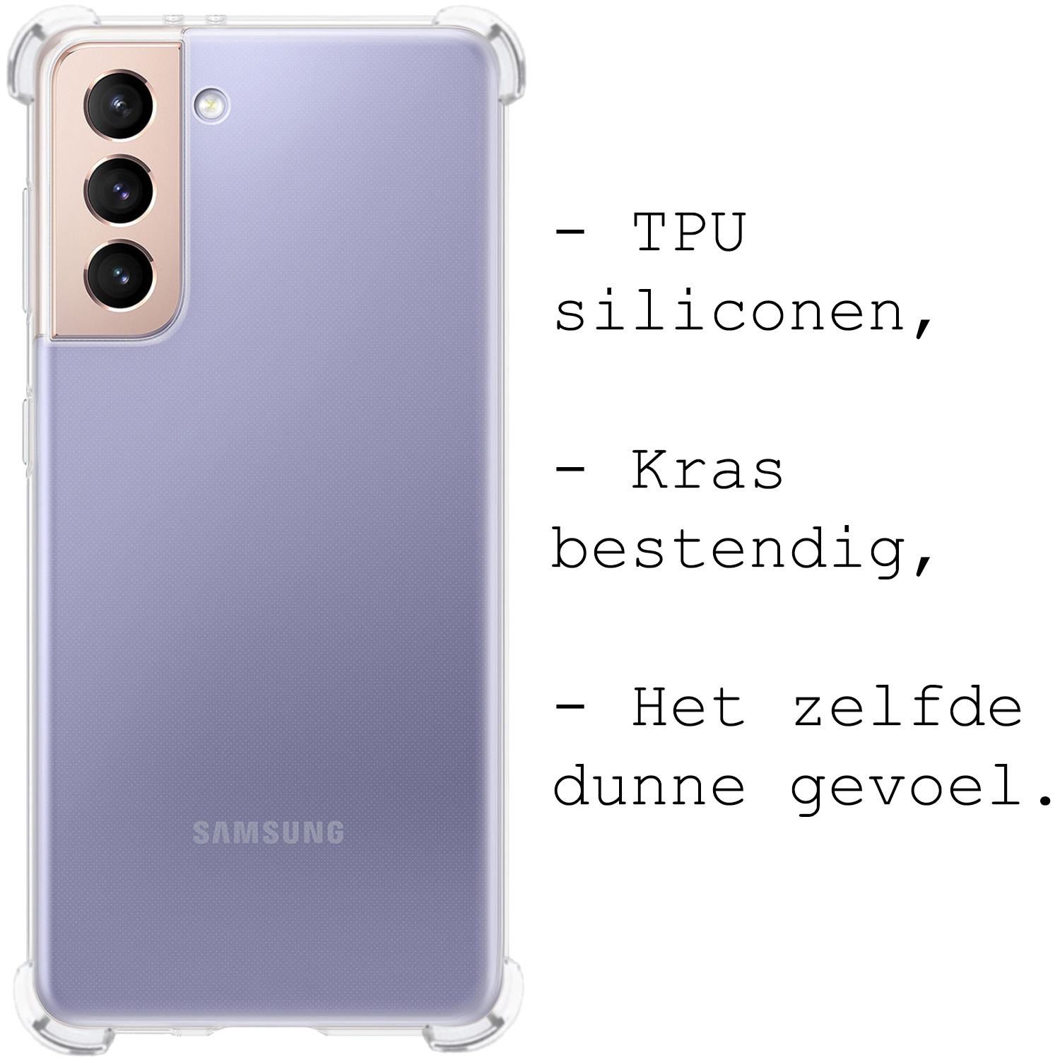 BASEY. Hoes Geschikt voor Samsung S21 FE Hoesje Shock Proof Case Hoes Siliconen - Hoesje Geschikt voor Samsung Galaxy S21 FE Hoes Cover Shockproof - Transparant