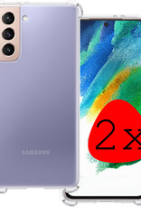 BASEY. Hoes Geschikt voor Samsung S21 FE Hoesje Shock Proof Case Hoes Siliconen - Hoesje Geschikt voor Samsung Galaxy S21 FE Hoes Cover Shockproof - Transparant - 2 Stuks