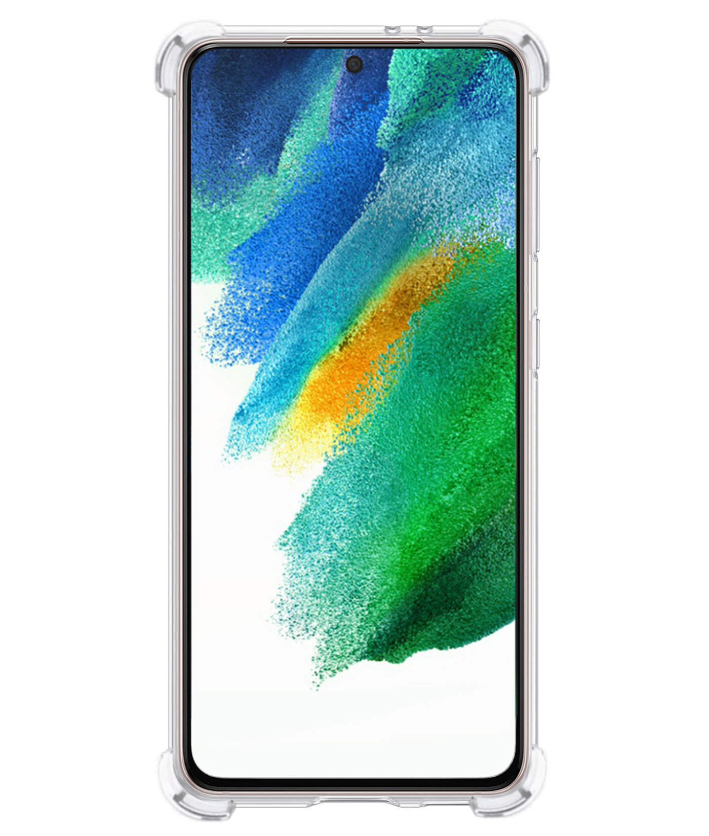 BASEY. Hoes Geschikt voor Samsung S21 FE Hoesje Shock Proof Case Hoes Siliconen - Hoesje Geschikt voor Samsung Galaxy S21 FE Hoes Cover Shockproof - Transparant - 2 Stuks