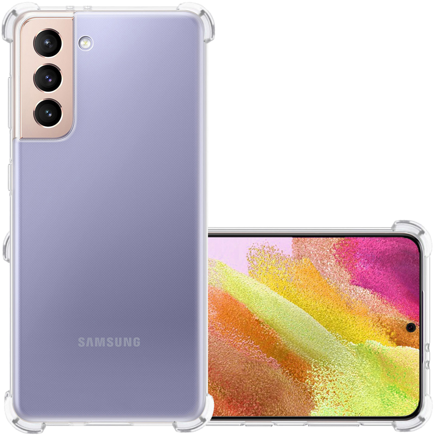 NoXx Hoes Geschikt voor Samsung S21 FE Hoesje Siliconen Cover Shock Proof Back Case Shockproof Hoes - Transparant