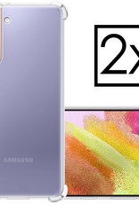 NoXx Hoes Geschikt voor Samsung S21 FE Hoesje Siliconen Cover Shock Proof Back Case Shockproof Hoes - Transparant - 2x
