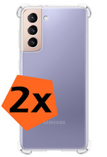Nomfy Hoesje Geschikt voor Samsung S21 FE Hoesje Shock Proof Cover Case Shockproof - Hoes Geschikt voor Samsung Galaxy S21 FE Hoes Siliconen Back Case - Transparant - 2 PACK
