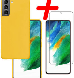 BASEY. BASEY. Samsung Galaxy S21FE Hoesje Siliconen Met Screenprotector - Geel