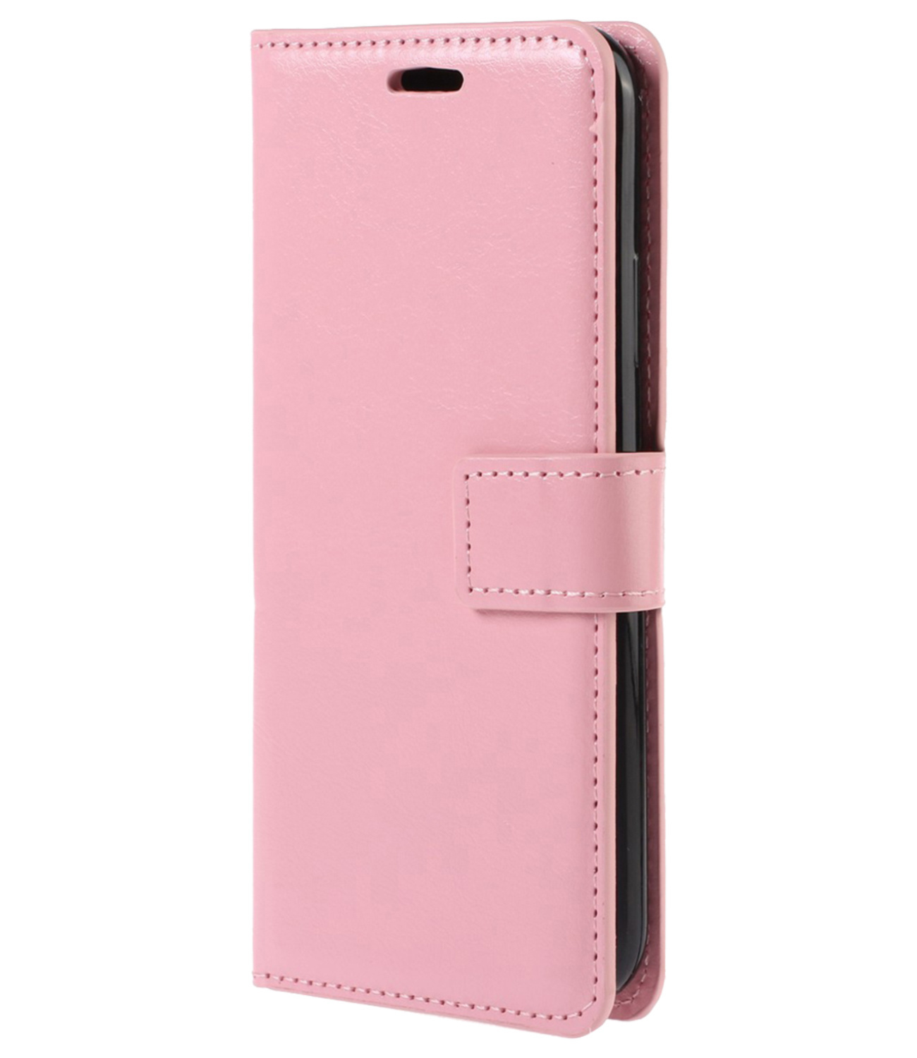 BASEY. Hoes Geschikt voor Samsung S21 FE Hoesje Bookcase Hoes Flip Case Book Cover Met Screenprotector - Hoesje Geschikt voor Samsung Galaxy S21 FE Hoes Book Case Hoesje - Lichtroze