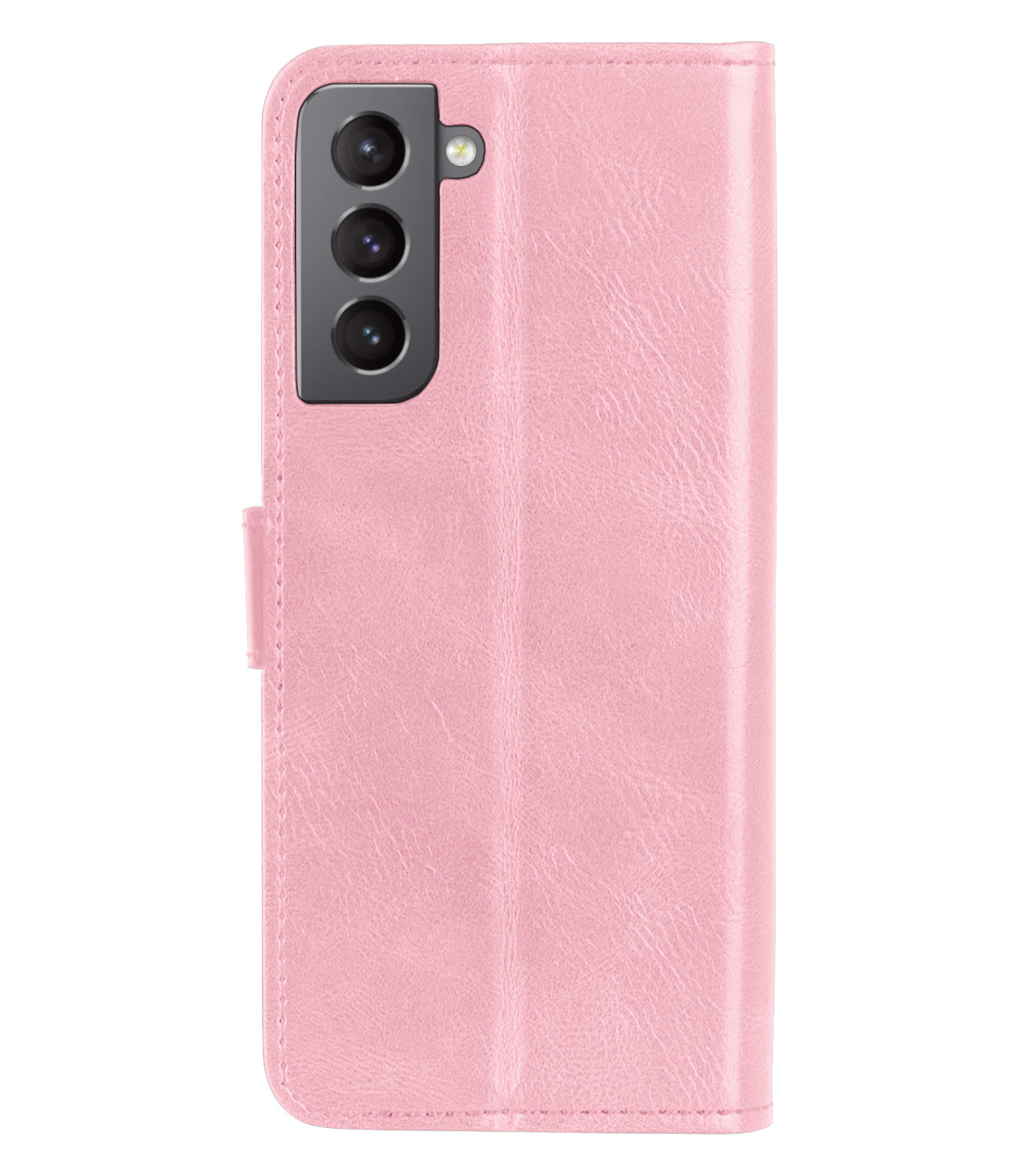 BASEY. Hoes Geschikt voor Samsung S21 FE Hoesje Bookcase Hoes Flip Case Book Cover Met Screenprotector - Hoesje Geschikt voor Samsung Galaxy S21 FE Hoes Book Case Hoesje - Lichtroze