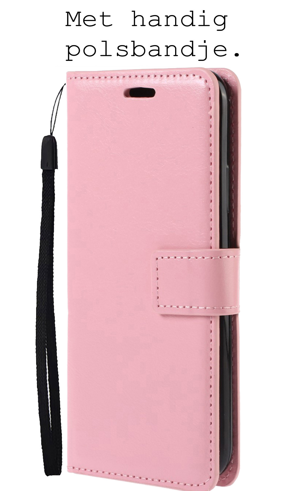 BASEY. Hoes Geschikt voor Samsung S21 FE Hoesje Bookcase Hoes Flip Case Book Cover Met Screenprotector - Hoesje Geschikt voor Samsung Galaxy S21 FE Hoes Book Case Hoesje - Lichtroze