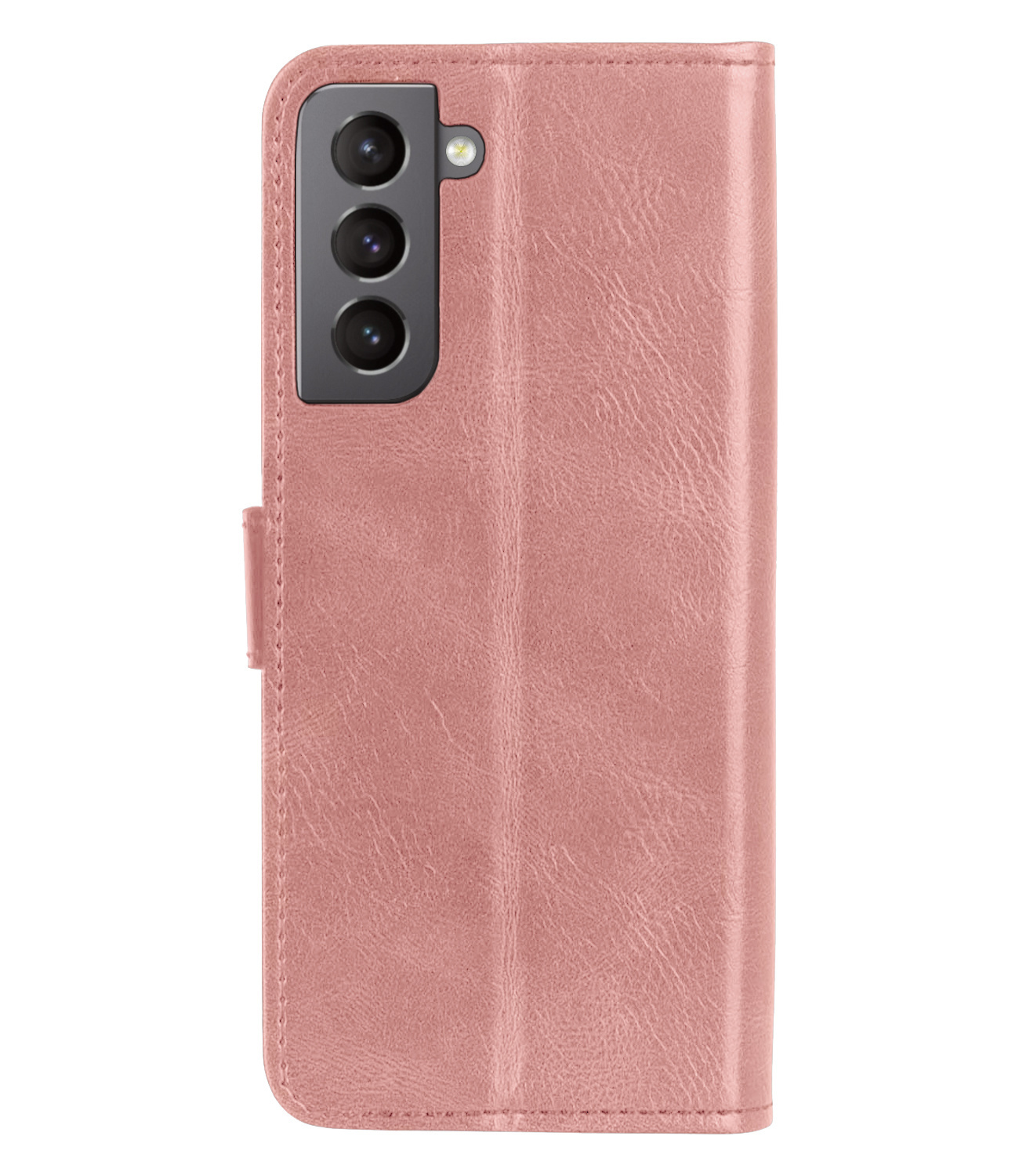 BASEY. Hoes Geschikt voor Samsung S21 FE Hoesje Bookcase Hoes Flip Case Book Cover Met Screenprotector - Hoesje Geschikt voor Samsung Galaxy S21 FE Hoes Book Case Hoesje - Rosé goud