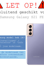 BASEY. Hoes Geschikt voor Samsung S21 FE Hoesje Bookcase Hoes Flip Case Book Cover Met Screenprotector - Hoesje Geschikt voor Samsung Galaxy S21 FE Hoes Book Case Hoesje - Turquoise