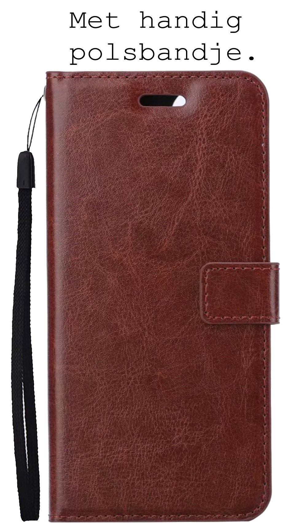 BASEY. Hoes Geschikt voor Samsung S21 FE Hoesje Bookcase Hoes Flip Case Book Cover Met 2x Screenprotector - Hoesje Geschikt voor Samsung Galaxy S21 FE Hoes Book Case Hoesje - Bruin