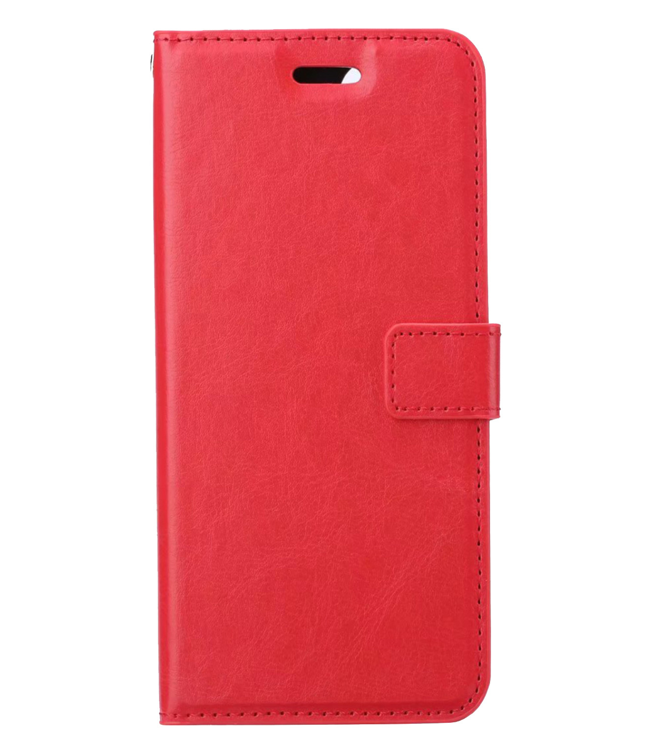 BASEY. Hoes Geschikt voor Samsung S21 FE Hoesje Bookcase Hoes Flip Case Book Cover Met 2x Screenprotector - Hoesje Geschikt voor Samsung Galaxy S21 FE Hoes Book Case Hoesje - Rood
