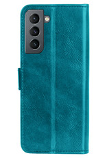 BASEY. Hoes Geschikt voor Samsung S21 FE Hoesje Bookcase Hoes Flip Case Book Cover Met 2x Screenprotector - Hoesje Geschikt voor Samsung Galaxy S21 FE Hoes Book Case Hoesje - Turquoise