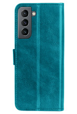 BASEY. Samsung Galaxy S21 FE Hoesje Bookcase Met 2x Screenprotector - Samsung Galaxy S21 FE Case Hoes Cover - Samsung Galaxy S21 FE 2x Screenprotector - Turquoise