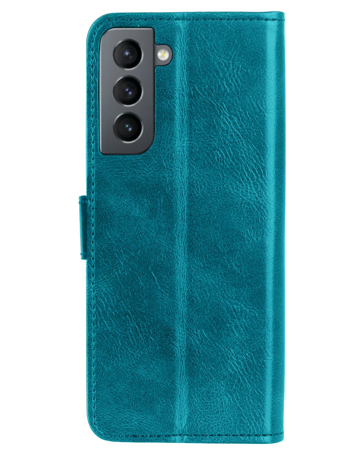 BASEY. Hoes Geschikt voor Samsung S21 FE Hoesje Bookcase Hoes Flip Case Book Cover Met 2x Screenprotector - Hoesje Geschikt voor Samsung Galaxy S21 FE Hoes Book Case Hoesje - Turquoise