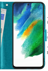 BASEY. Samsung Galaxy S21 FE Hoesje Bookcase Met 2x Screenprotector - Samsung Galaxy S21 FE Case Hoes Cover - Samsung Galaxy S21 FE 2x Screenprotector - Turquoise