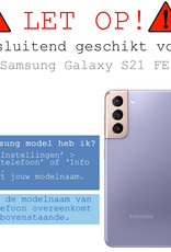 Samsung Galaxy S21 FE Hoesje Bookcase Met 2x Screenprotector - Samsung Galaxy S21 FE Case Hoes Cover - Samsung Galaxy S21 FE 2x Screenprotector - Zwart
