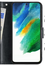 BASEY. Hoes Geschikt voor Samsung S21 FE Hoesje Bookcase Hoes Flip Case Book Cover Met 2x Screenprotector - Hoesje Geschikt voor Samsung Galaxy S21 FE Hoes Book Case Hoesje - Zwart