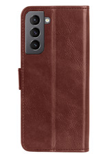 Nomfy Hoesje Geschikt voor Samsung S21 FE Hoes Bookcase Flipcase Book Cover Met Screenprotector - Hoes Geschikt voor Samsung Galaxy S21 FE Hoesje Book Case - Bruin