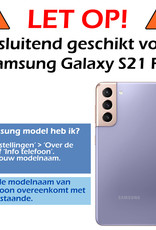 Nomfy Samsung Galaxy S21 FE Hoesje Bookcase Met Screenprotector - Samsung S21 FE Screenprotector - Samsung Galaxy S21 FE Book Case Met Screenprotector Donker Roze