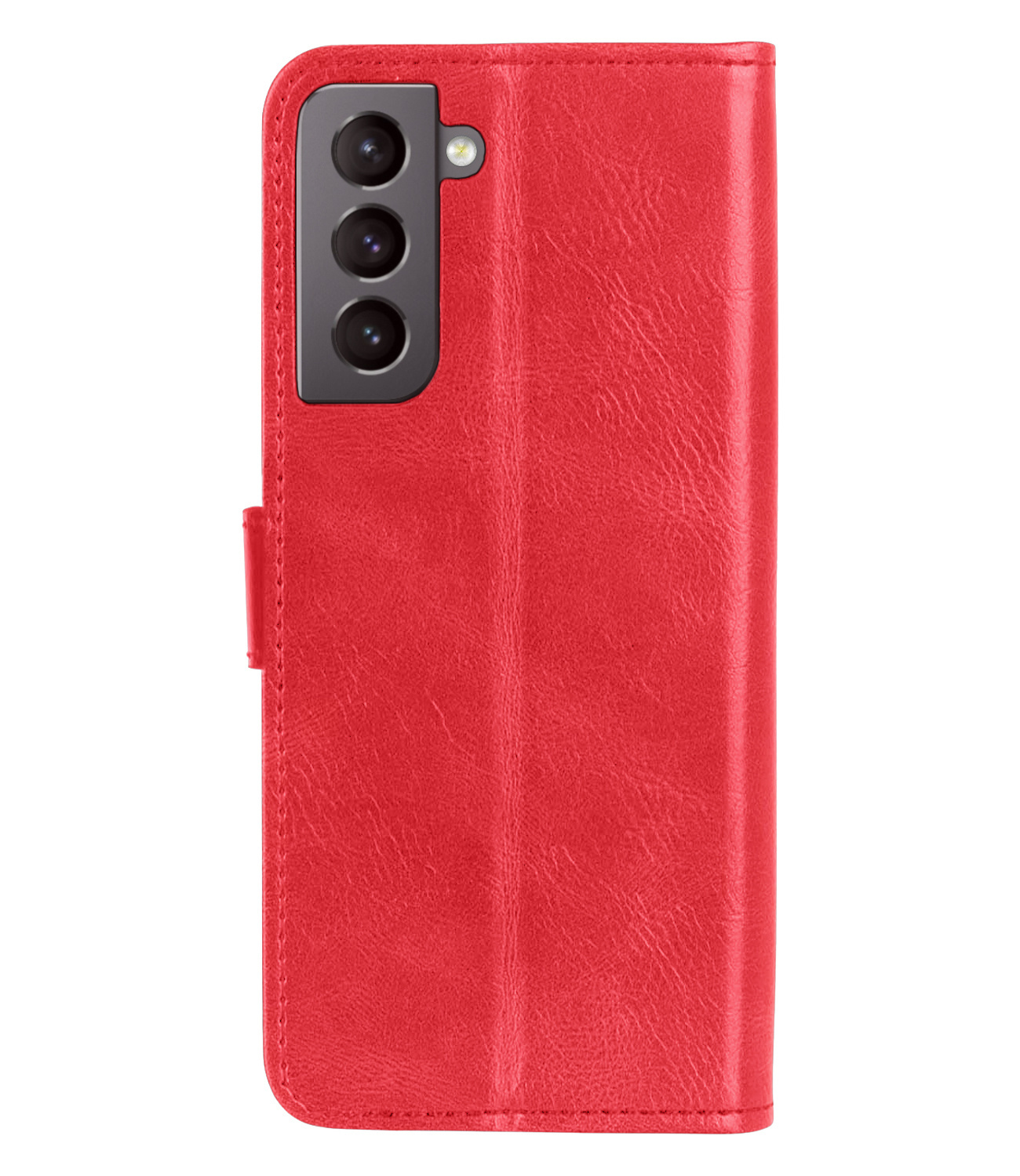 Nomfy Hoesje Geschikt voor Samsung S21 FE Hoes Bookcase Flipcase Book Cover Met 2x Screenprotector - Hoes Geschikt voor Samsung Galaxy S21 FE Hoesje Book Case - Rood