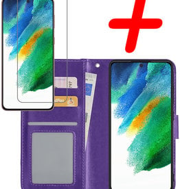 BASEY. BASEY. Samsung Galaxy S21FE Hoesje Bookcase Paars Met Screenprotector