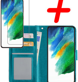 BASEY. BASEY. Samsung Galaxy S21FE Hoesje Bookcase Turquoise Met Screenprotector