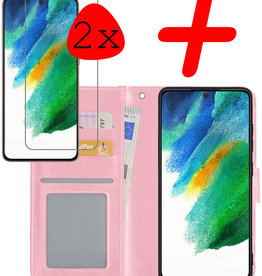 BASEY. BASEY. Samsung Galaxy S21FE Hoesje Bookcase Lichtroze Met 2x Screenprotector