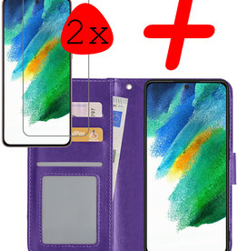 BASEY. BASEY. Samsung Galaxy S21FE Hoesje Bookcase Paars Met 2x Screenprotector