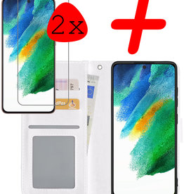 BASEY. BASEY. Samsung Galaxy S21FE Hoesje Bookcase Wit Met 2x Screenprotector