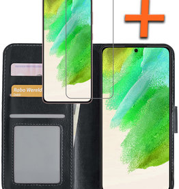 Nomfy Nomfy Samsung Galaxy S21FE Hoesje Bookcase Zwart Met Screenprotector