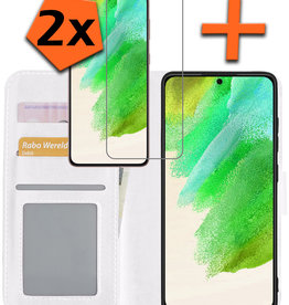 Nomfy Nomfy Samsung Galaxy S21FE Hoesje Bookcase Wit Met 2x Screenprotector