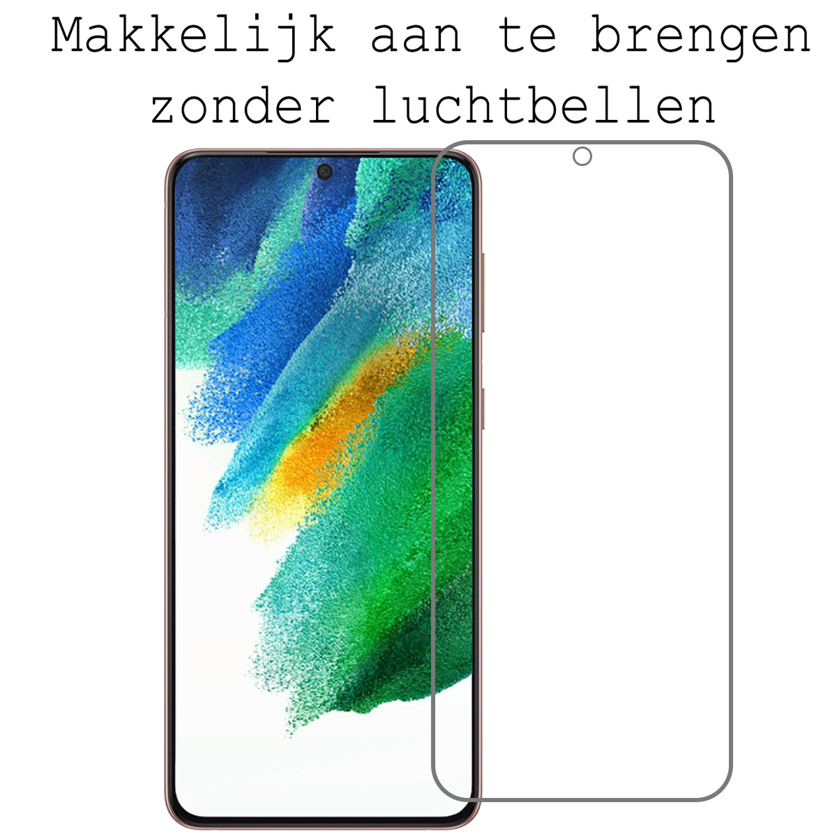 BASEY. Hoes Geschikt voor Samsung S21 FE Hoesje Bookcase Hoes Flip Case Book Cover Met Screenprotector - Hoesje Geschikt voor Samsung Galaxy S21 FE Hoes Book Case Hoesje - Wit