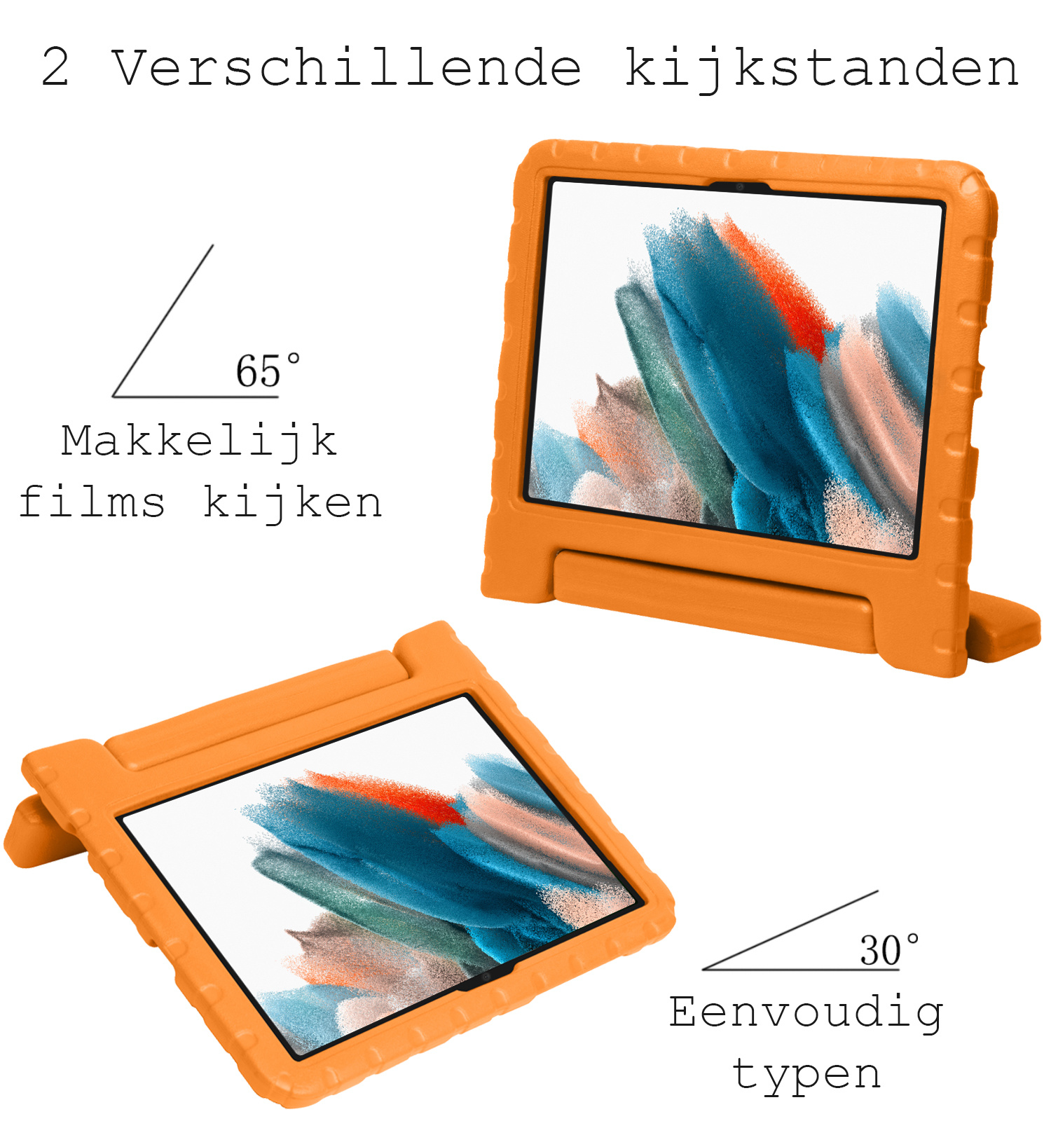 BASEY. Hoesje Geschikt voor Samsung Galaxy Tab A8 Hoesje Kinder Hoes Shockproof Kinderhoes - Kindvriendelijk Hoesje Geschikt voor Samsung Tab A8 Hoes Kids Case - Oranje