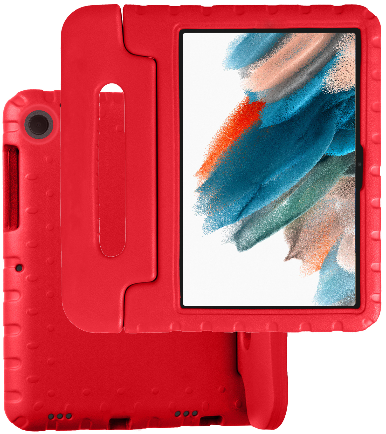 BASEY. Hoesje Geschikt voor Samsung Galaxy Tab A8 Hoesje Kinder Hoes Shockproof Kinderhoes - Kindvriendelijk Hoesje Geschikt voor Samsung Tab A8 Hoes Kids Case - Rood