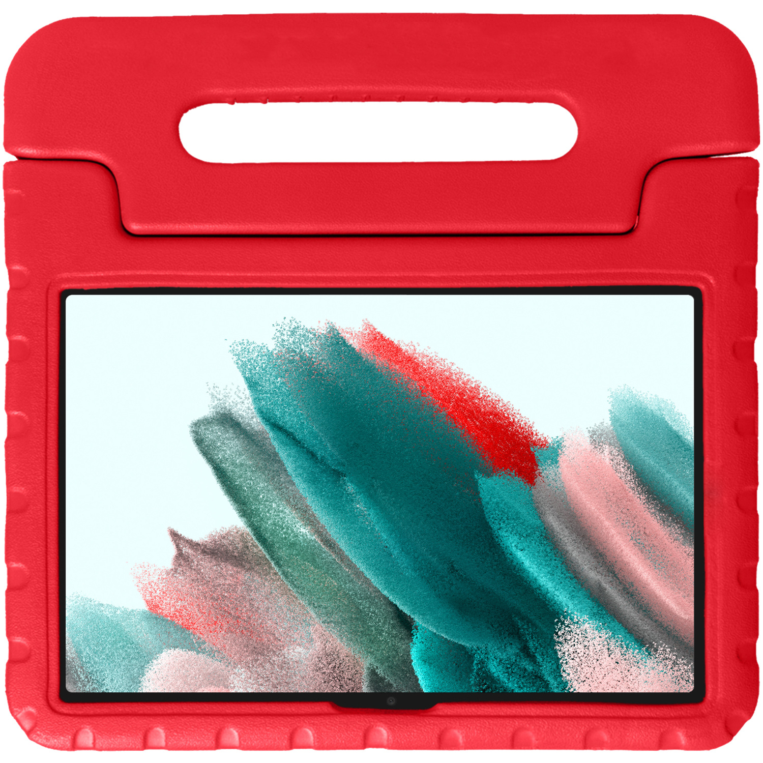 Nomfy Hoes Geschikt voor Samsung Galaxy Tab A8 Hoes Bumper Kindvriendelijk Kids Case Kinderhoes - Hoesje Geschikt voor Samsung Tab A8 Hoesje Shockproof Cover Hoes - Rood