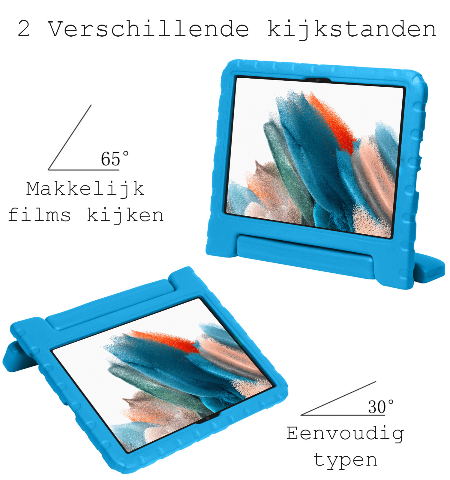 BASEY. Hoesje Geschikt voor Samsung Galaxy Tab A8 Hoesje Kinder Hoes Shockproof Kinderhoes Met Screenprotector - Kindvriendelijk Hoesje Geschikt voor Samsung Tab A8 Hoes Kids Case - Blauw