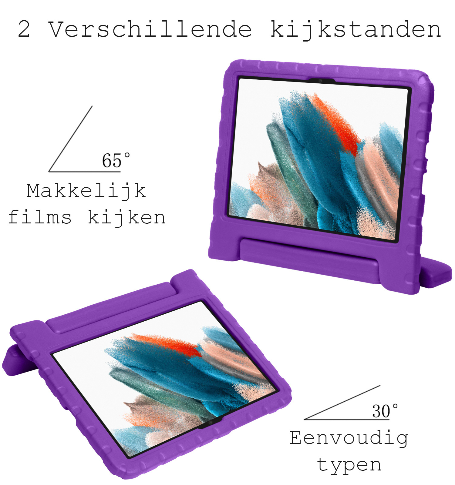BASEY. Hoesje Geschikt voor Samsung Galaxy Tab A8 Hoesje Kinder Hoes Shockproof Kinderhoes Met Screenprotector - Kindvriendelijk Hoesje Geschikt voor Samsung Tab A8 Hoes Kids Case - Paars