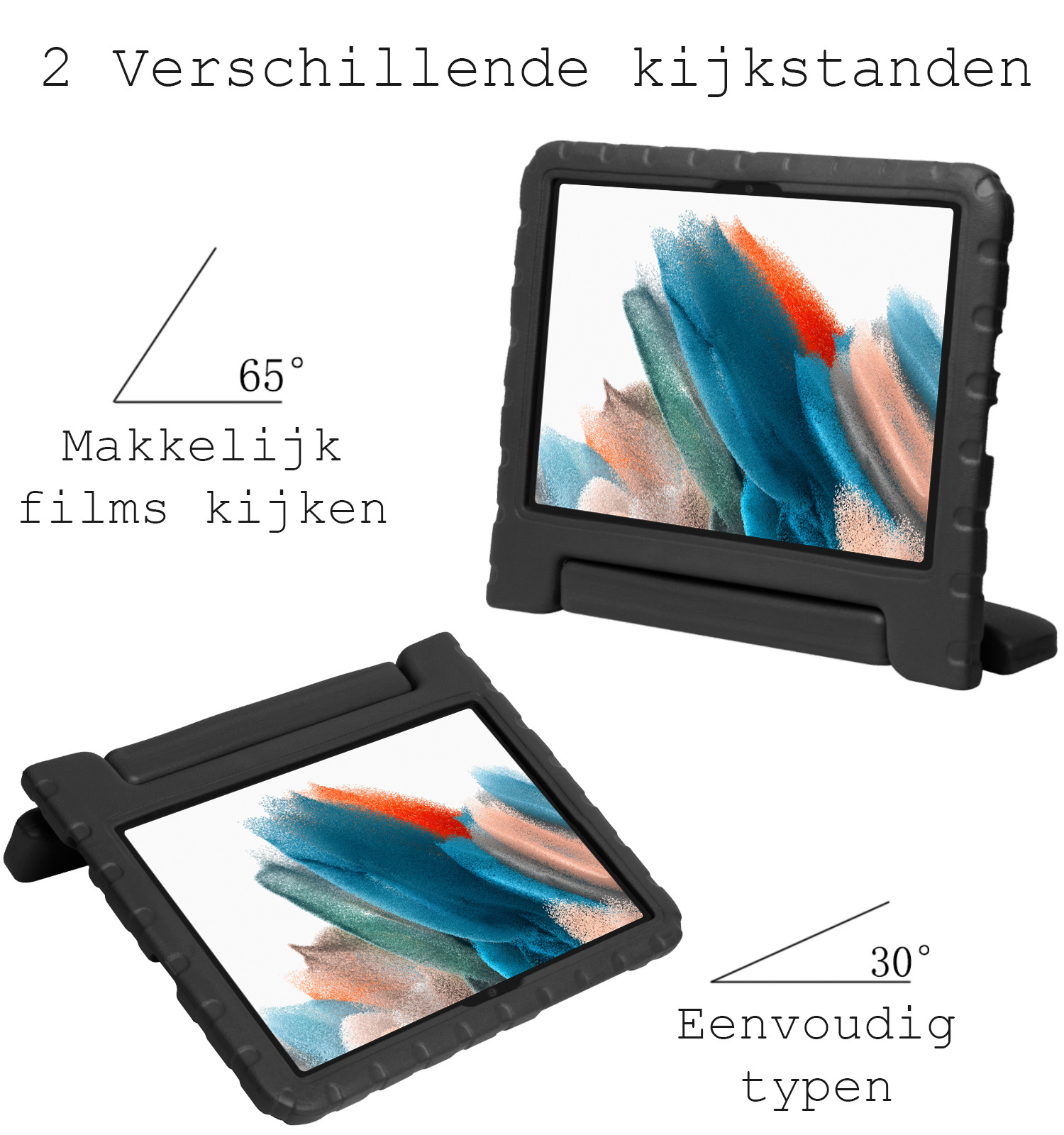 BASEY. Hoesje Geschikt voor Samsung Galaxy Tab A8 Hoesje Kinder Hoes Shockproof Kinderhoes Met Screenprotector - Kindvriendelijk Hoesje Geschikt voor Samsung Tab A8 Hoes Kids Case - Zwart