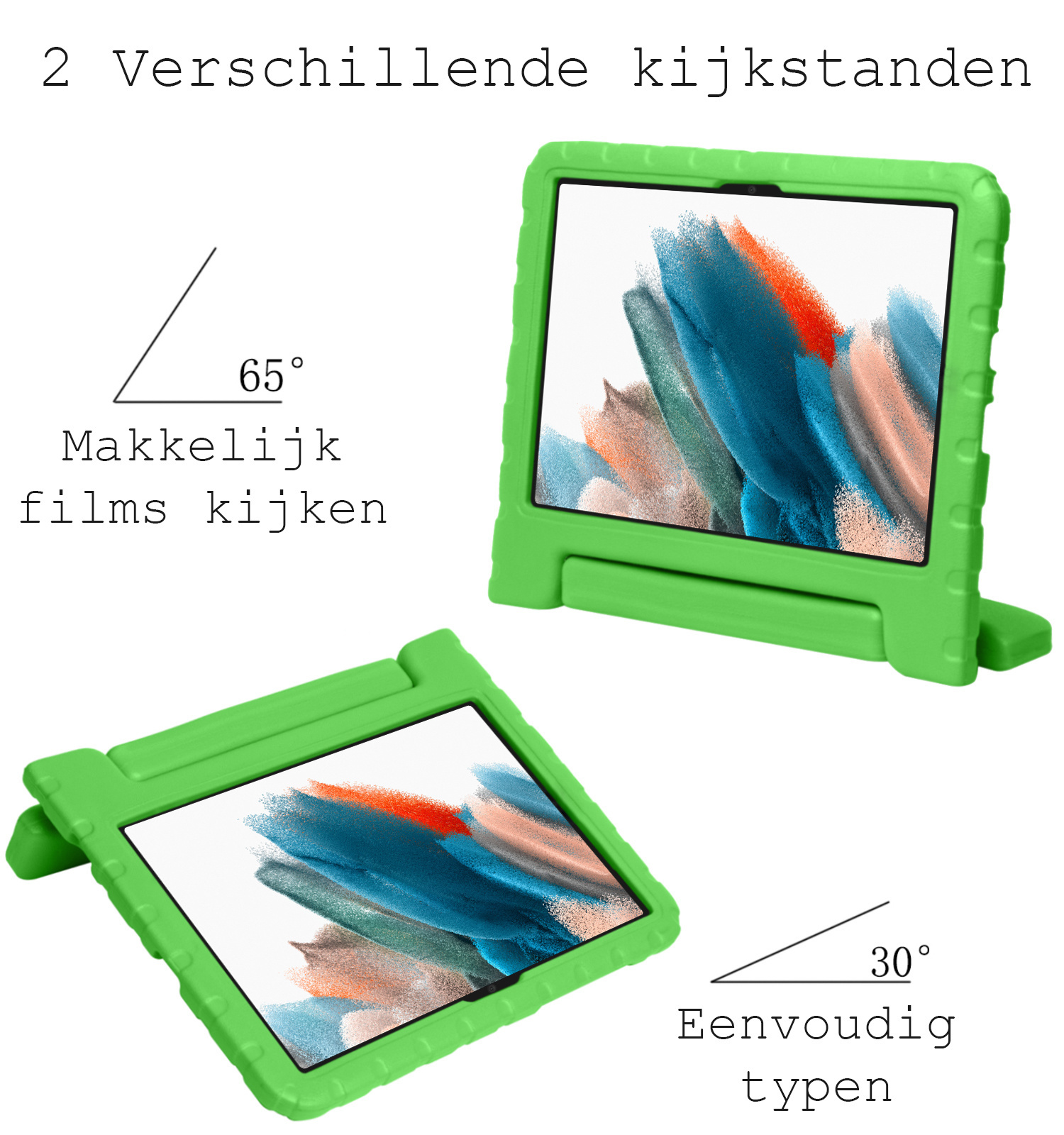BASEY. Hoesje Geschikt voor Samsung Galaxy Tab A8 Hoesje Kinder Hoes Shockproof Kinderhoes Met 2x Screenprotector - Kindvriendelijk Hoesje Geschikt voor Samsung Tab A8 Hoes Kids Case - Groen