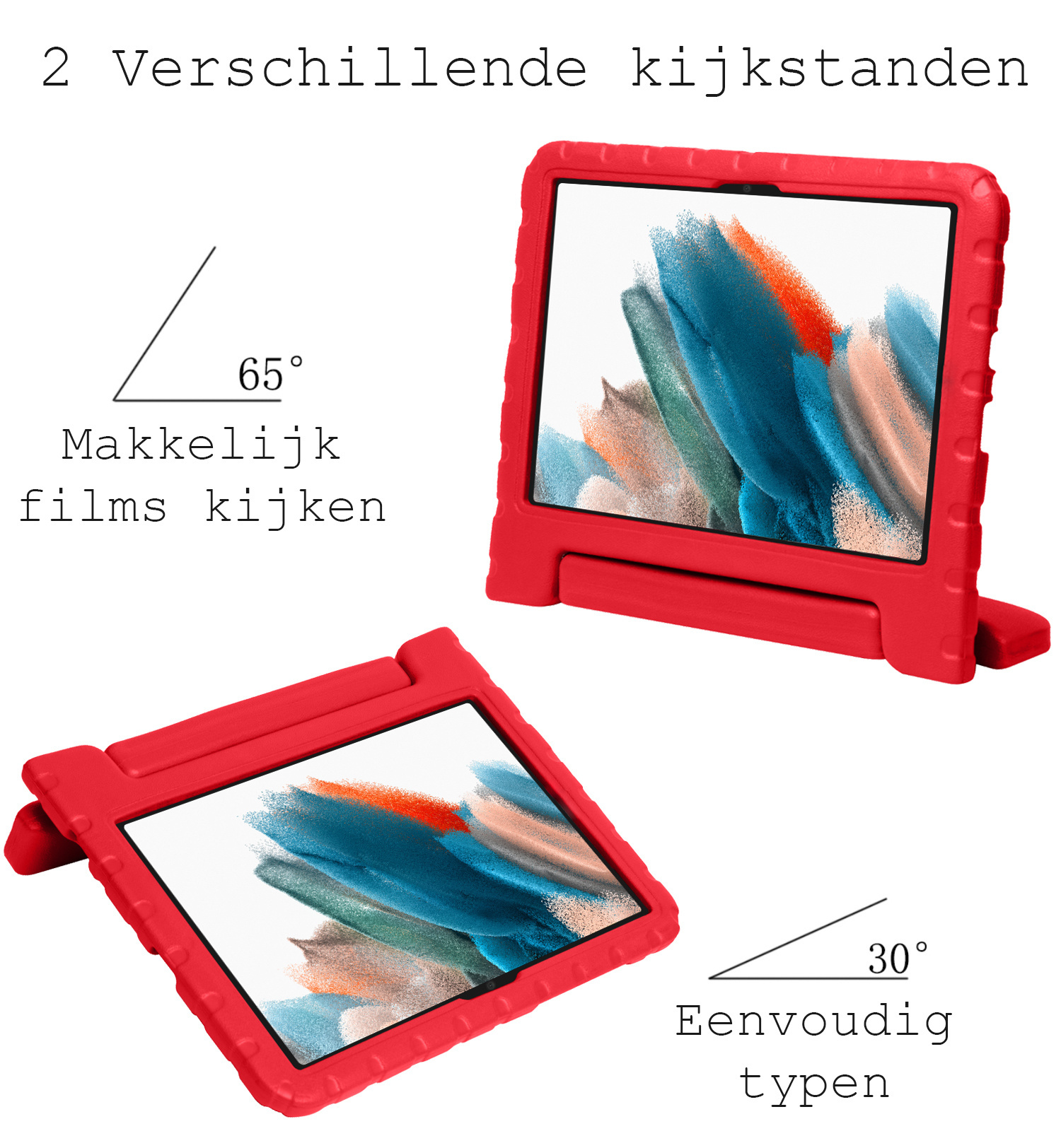 BASEY. Hoesje Geschikt voor Samsung Galaxy Tab A8 Hoesje Kinder Hoes Shockproof Kinderhoes Met 2x Screenprotector - Kindvriendelijk Hoesje Geschikt voor Samsung Tab A8 Hoes Kids Case - Rood