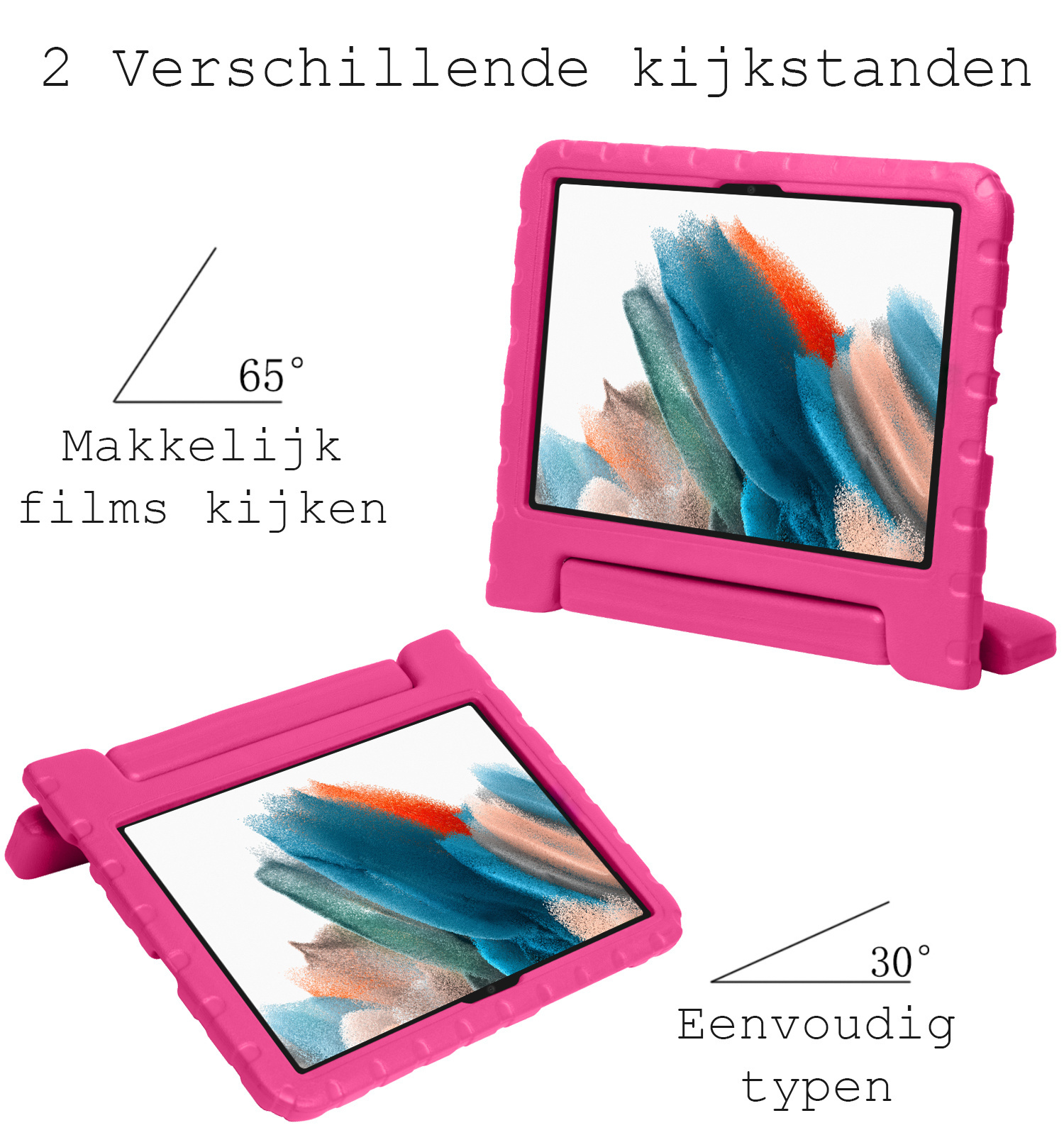 BASEY. Hoesje Geschikt voor Samsung Galaxy Tab A8 Hoesje Kinder Hoes Shockproof Kinderhoes Met 2x Screenprotector - Kindvriendelijk Hoesje Geschikt voor Samsung Tab A8 Hoes Kids Case - Roze
