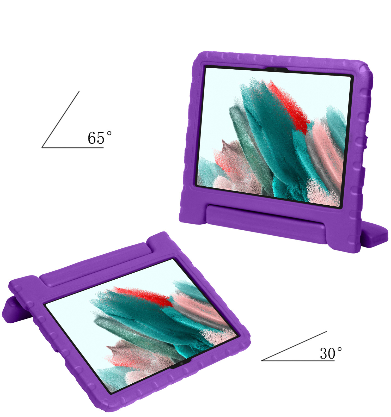 Nomfy Hoes Geschikt voor Samsung Galaxy Tab A8 Hoes Bumper Kindvriendelijk Kids Case Kinderhoes Met Screenprotector - Hoesje Geschikt voor Samsung Tab A8 Hoesje Shockproof Cover Hoes - Paars
