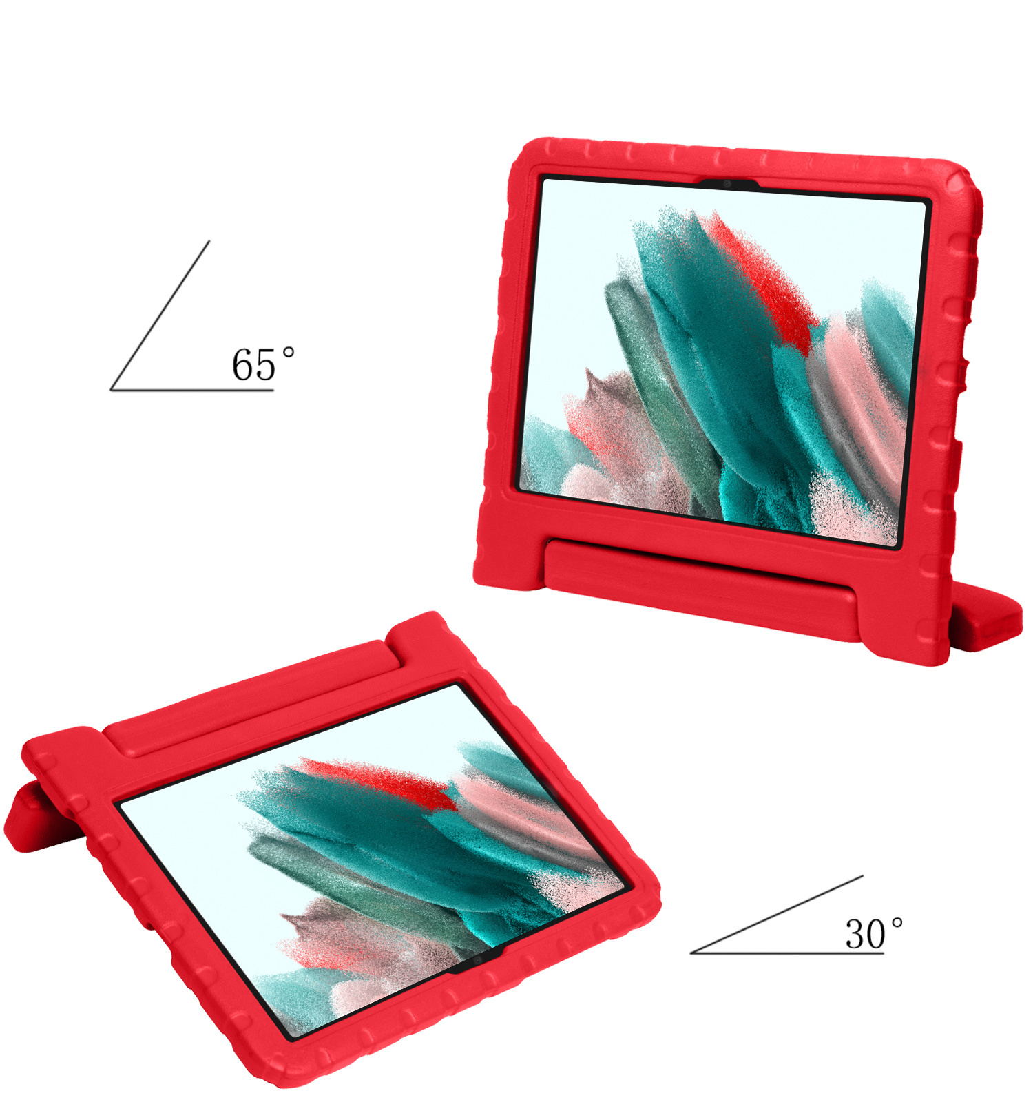 Nomfy Hoes Geschikt voor Samsung Galaxy Tab A8 Hoes Bumper Kindvriendelijk Kids Case Kinderhoes Met 2x Screenprotector - Hoesje Geschikt voor Samsung Tab A8 Hoesje Shockproof Cover Hoes - Rood