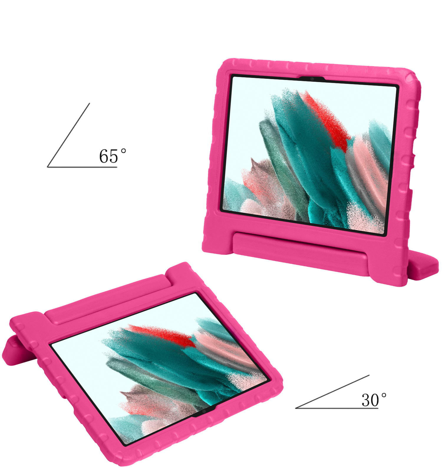 Nomfy Hoes Geschikt voor Samsung Galaxy Tab A8 Hoes Bumper Kindvriendelijk Kids Case Kinderhoes Met 2x Screenprotector - Hoesje Geschikt voor Samsung Tab A8 Hoesje Shockproof Cover Hoes - Roze