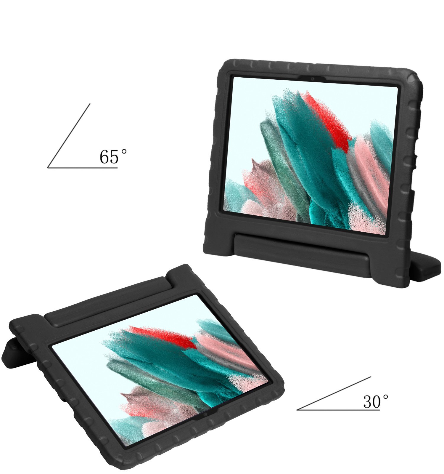 Samsung Galaxy Tab A8 Hoes Kids Case Zwart Met 2x Screenprotector Beschermglas - Samsung Tab A8 Kinderhoes Cover Zwart