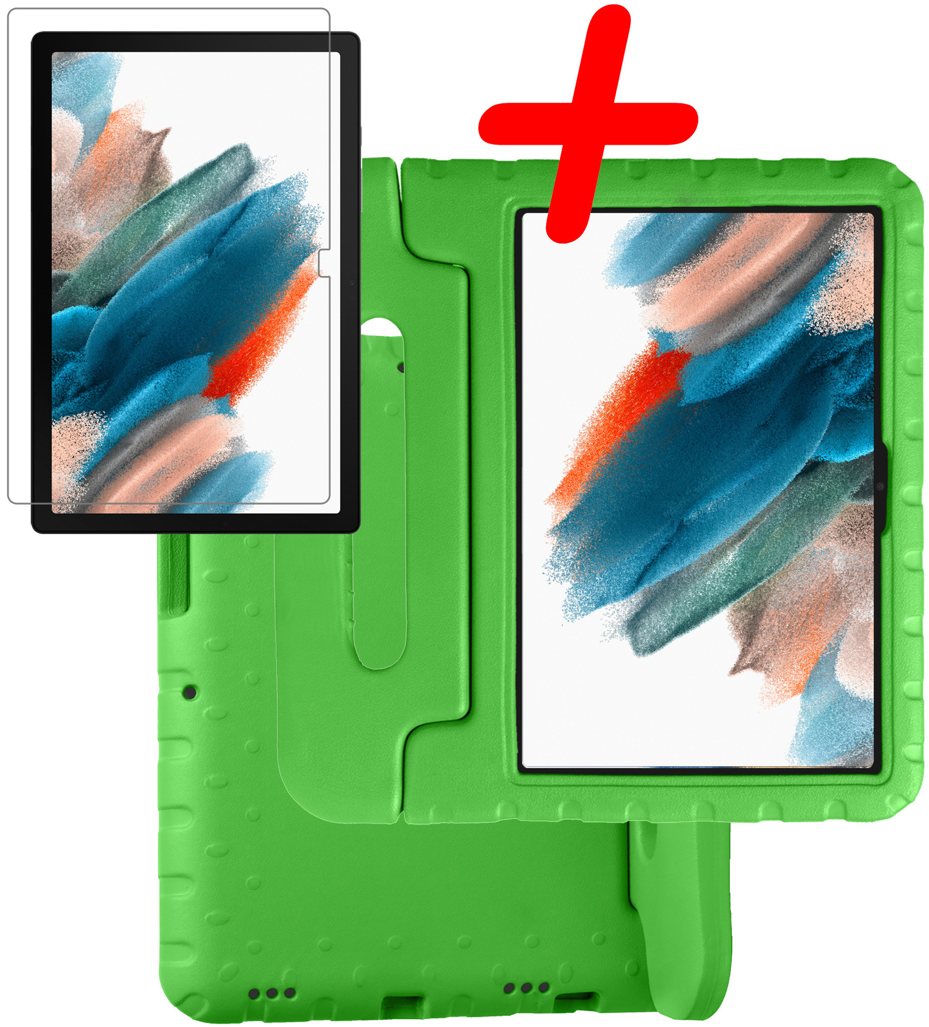 BASEY. Hoesje Geschikt voor Samsung Galaxy Tab A8 Hoesje Kinder Hoes Shockproof Kinderhoes Met Screenprotector - Kindvriendelijk Hoesje Geschikt voor Samsung Tab A8 Hoes Kids Case - Groen