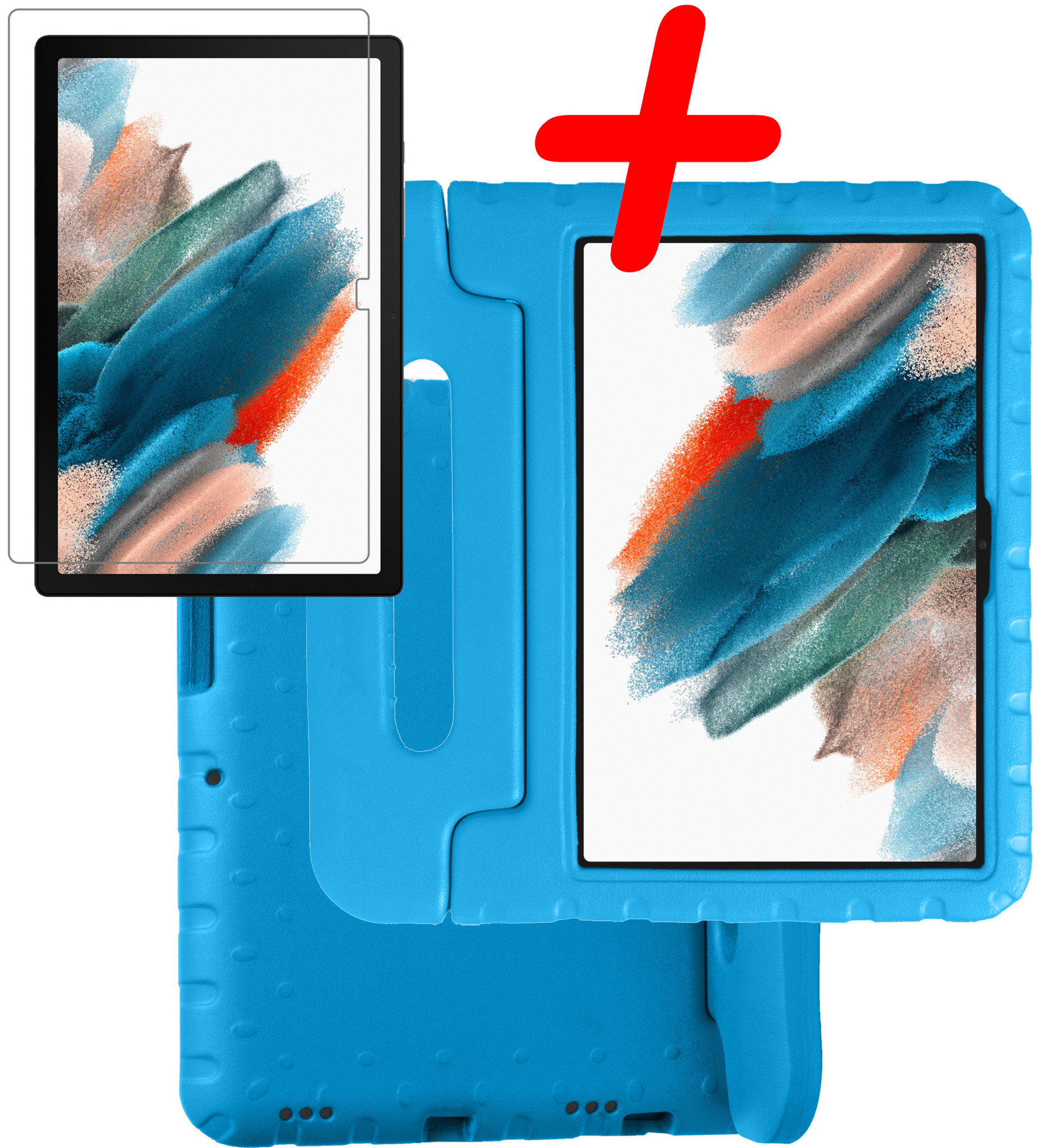 BASEY. Hoesje Geschikt voor Samsung Galaxy Tab A8 Hoesje Kinder Hoes Shockproof Kinderhoes Met Screenprotector - Kindvriendelijk Hoesje Geschikt voor Samsung Tab A8 Hoes Kids Case - Blauw
