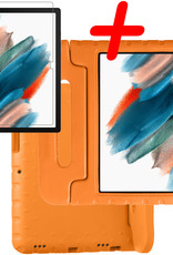 BASEY. Hoesje Geschikt voor Samsung Galaxy Tab A8 Hoesje Kinder Hoes Shockproof Kinderhoes Met Screenprotector - Kindvriendelijk Hoesje Geschikt voor Samsung Tab A8 Hoes Kids Case - Oranje