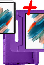 BASEY. Hoesje Geschikt voor Samsung Galaxy Tab A8 Hoesje Kinder Hoes Shockproof Kinderhoes Met Screenprotector - Kindvriendelijk Hoesje Geschikt voor Samsung Tab A8 Hoes Kids Case - Paars